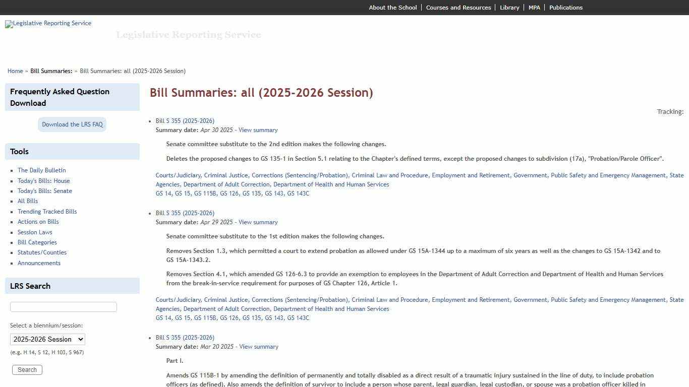 Bill Summaries: all (2025-2026 Session) | Legislative Reporting Service
