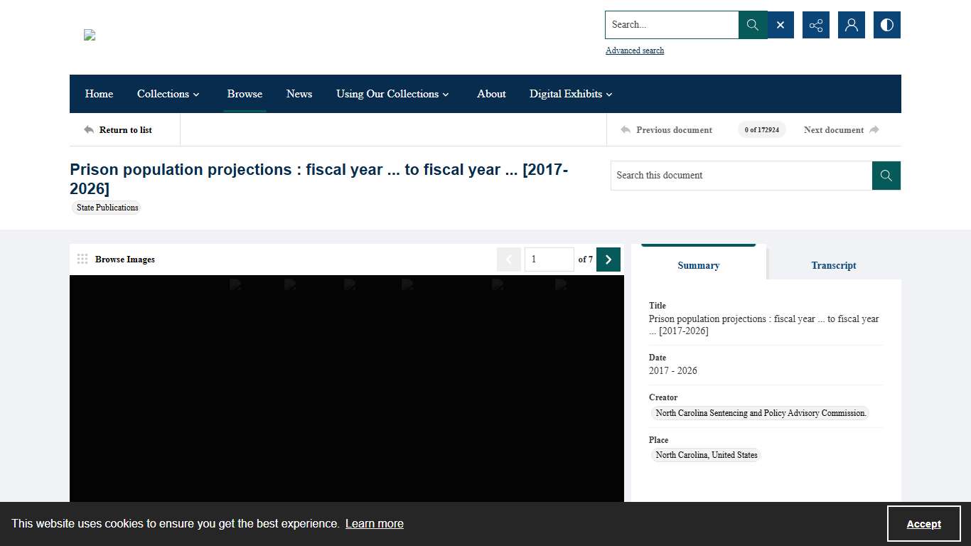 Prison population projections : fiscal year ... to fiscal year ... [2017-2026] - North Carolina Digital Collections